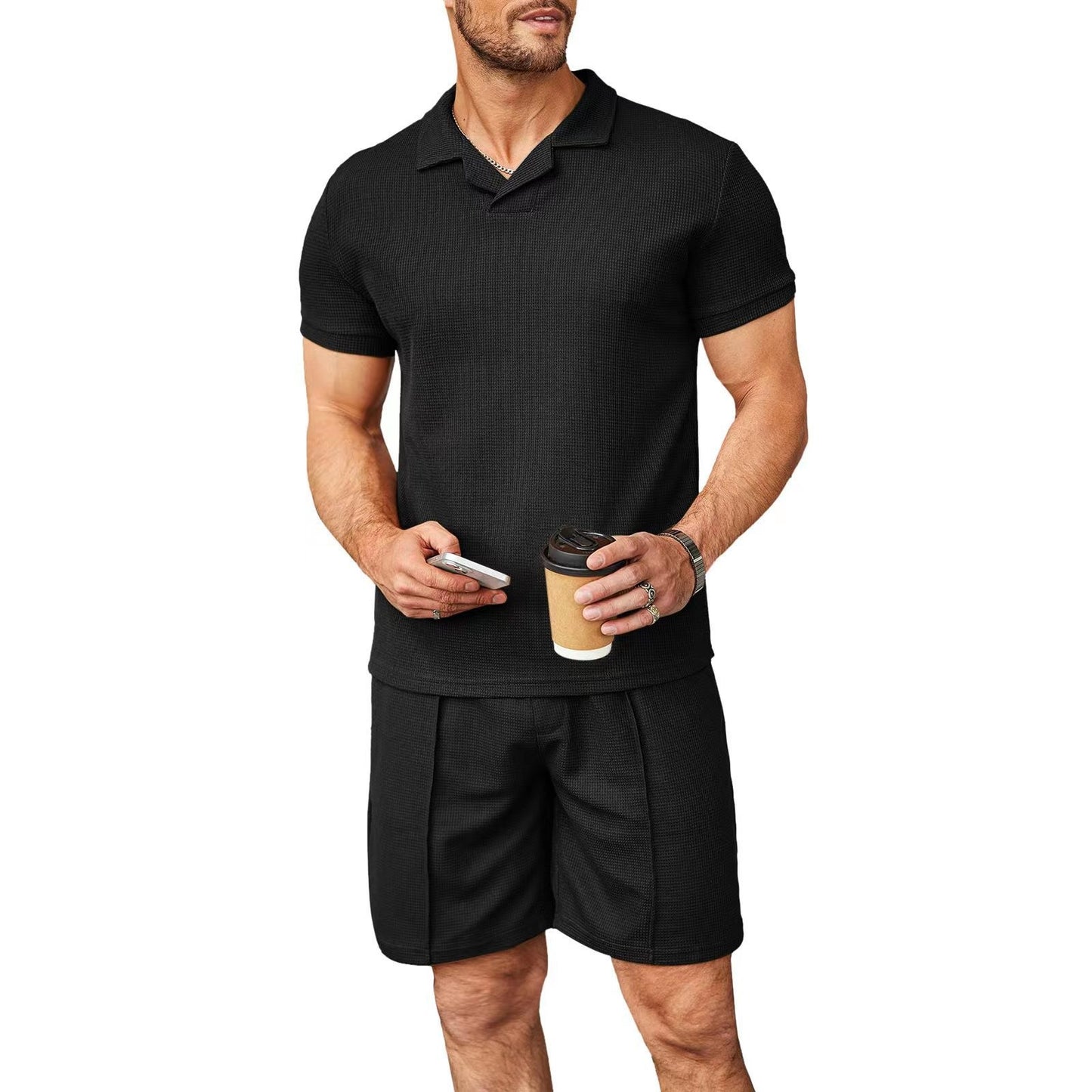 Waffle style casual sport men's suit