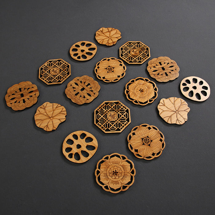 Carved Bamboo Tea Coaster | Natural Potholder Cup Mat — Tea Ceremony Accessory
