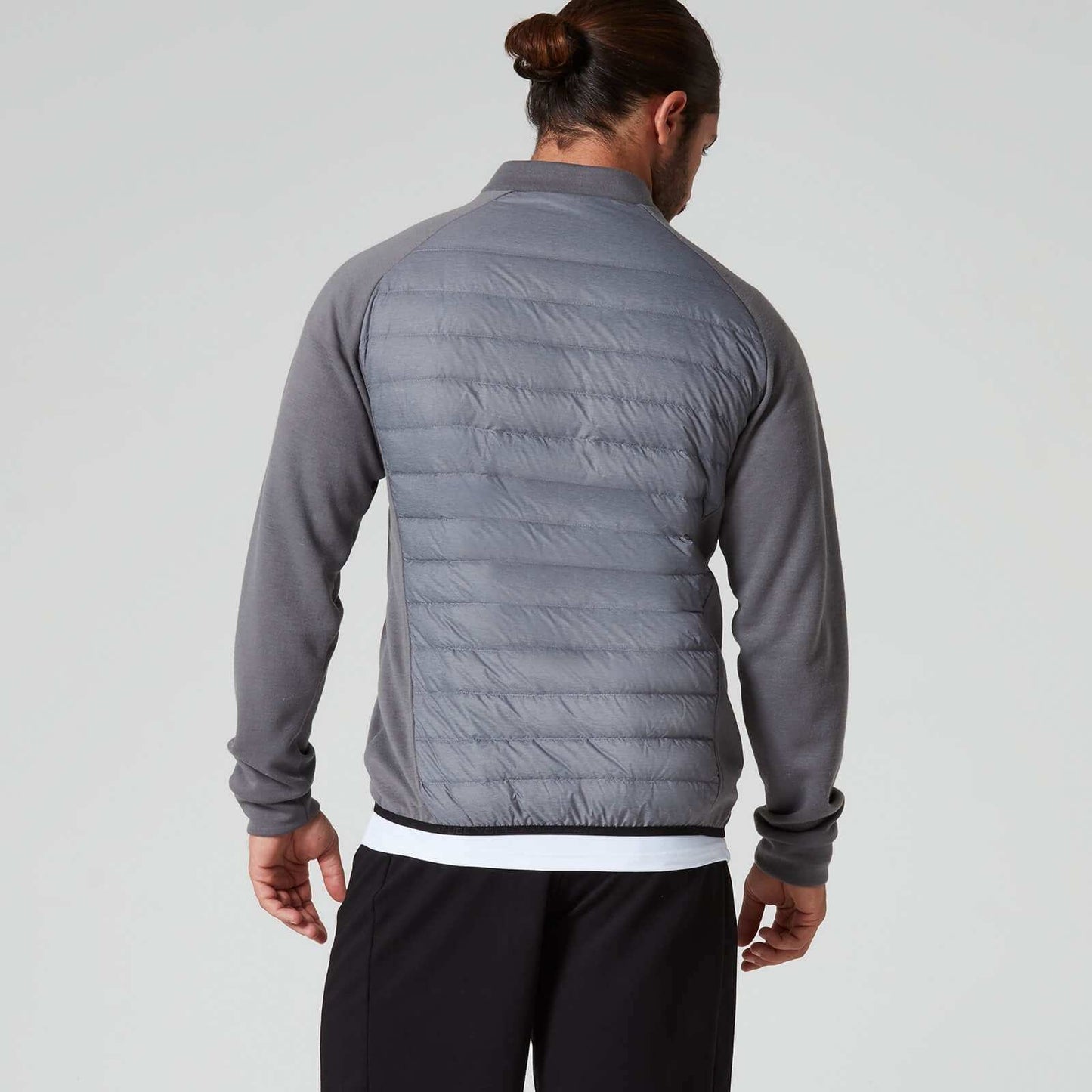Men's warm cotton clothing jacket with personality stitching in gray and black polyester fiber