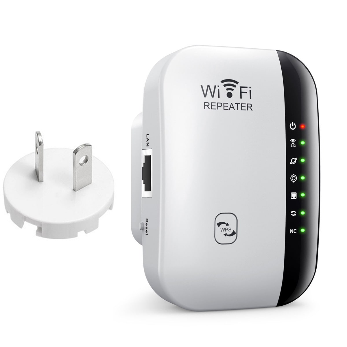 Wi-Fi repeater with plug on a white background