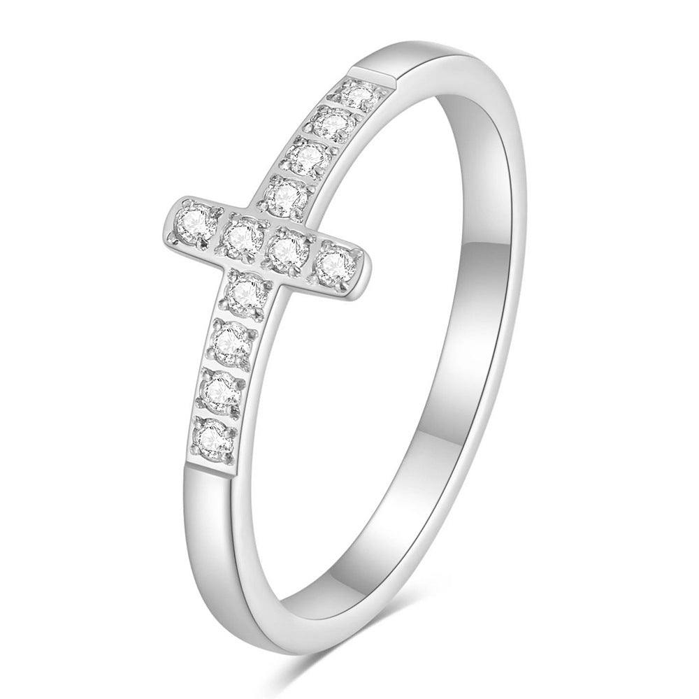 Diamond Steel Cross Ring