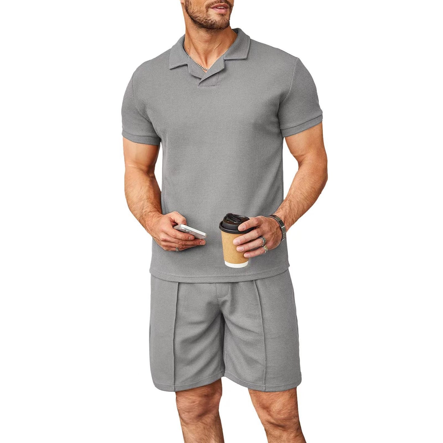 Waffle style casual sport men's suit