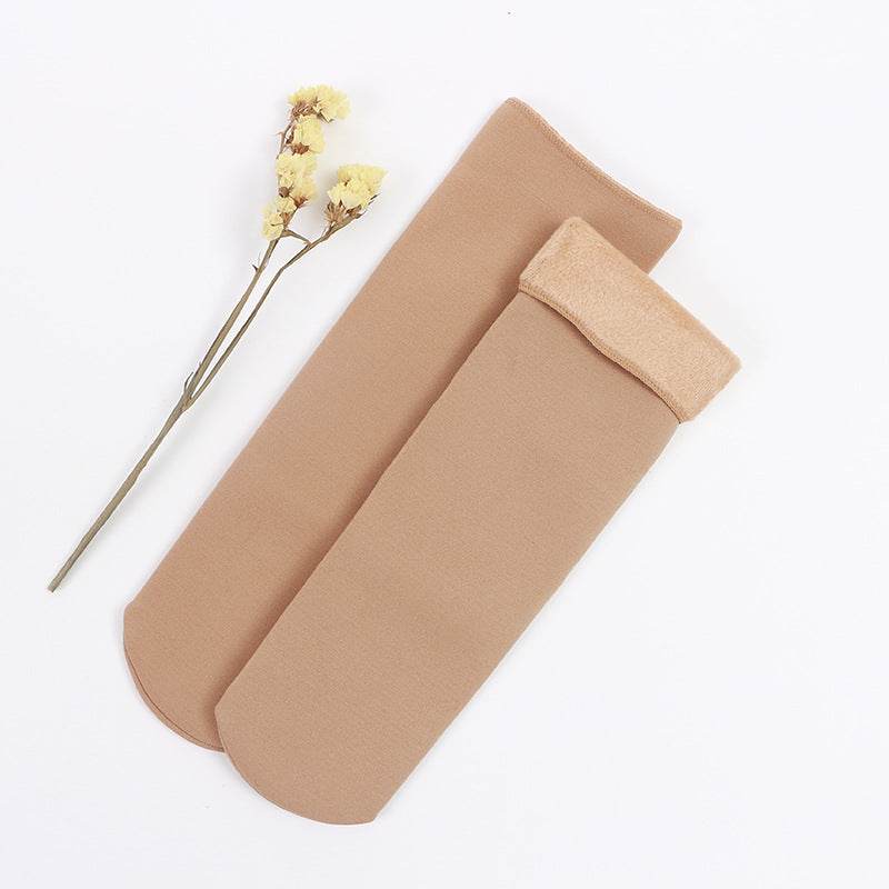 Autumn and winter thick velvet snow socks for men and women, acrylic fabric tube socks