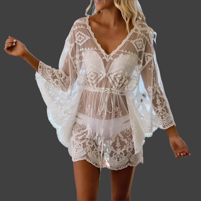 Embroidered bikini blouse