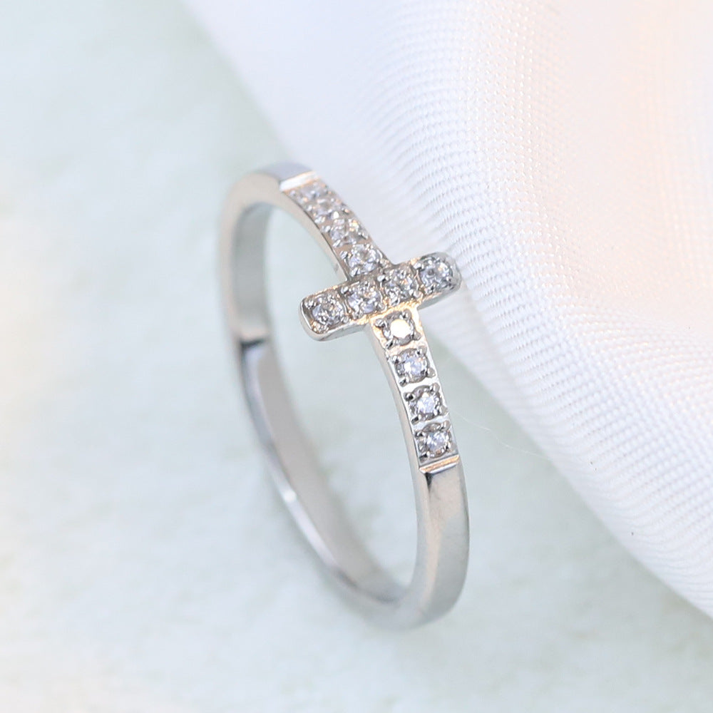 Diamond Steel Cross Ring
