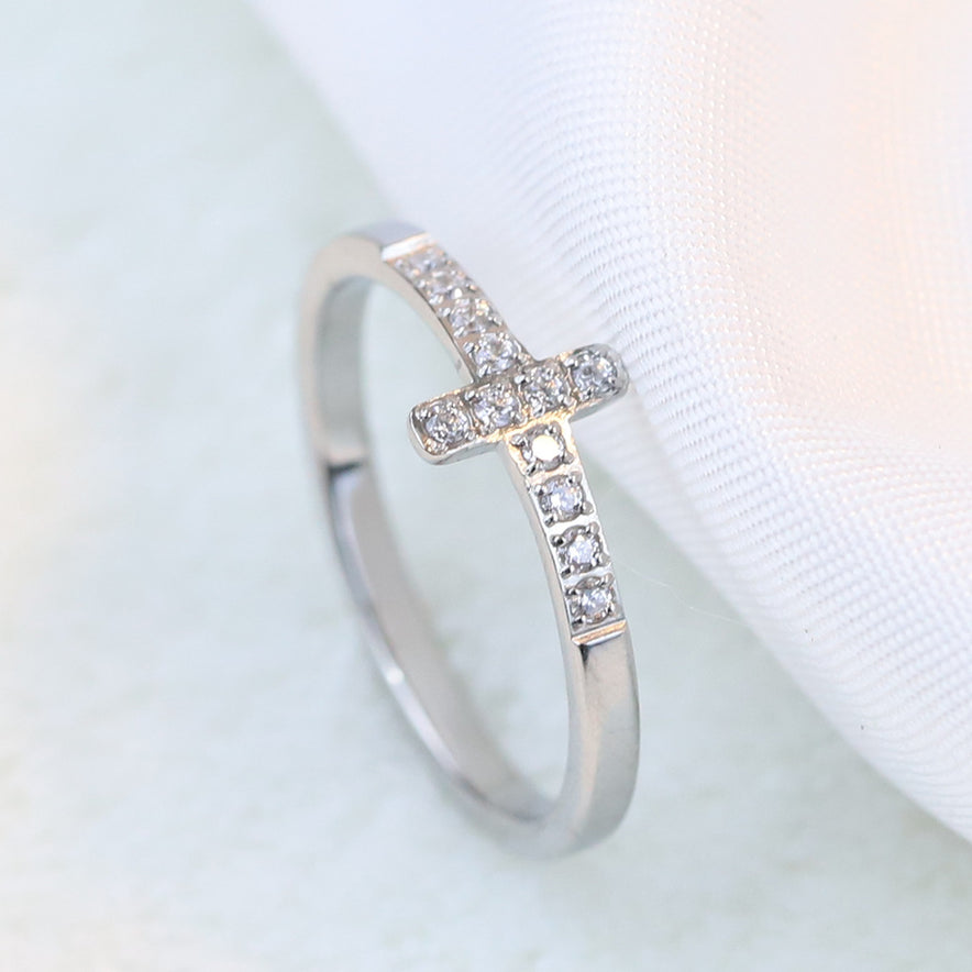 Diamond Steel Cross Ring