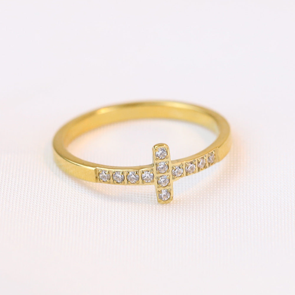 Diamond Steel Cross Ring