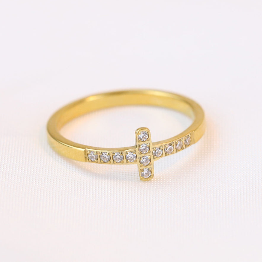 Diamond Steel Cross Ring