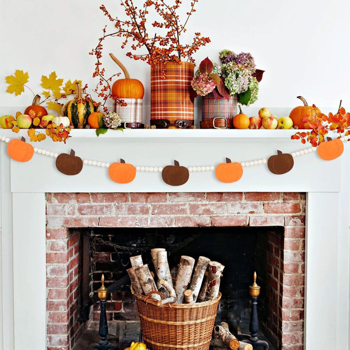 Halloween Pumpkin Pendant Decoration | Wooden Craft Garland — American Style, 1.7m