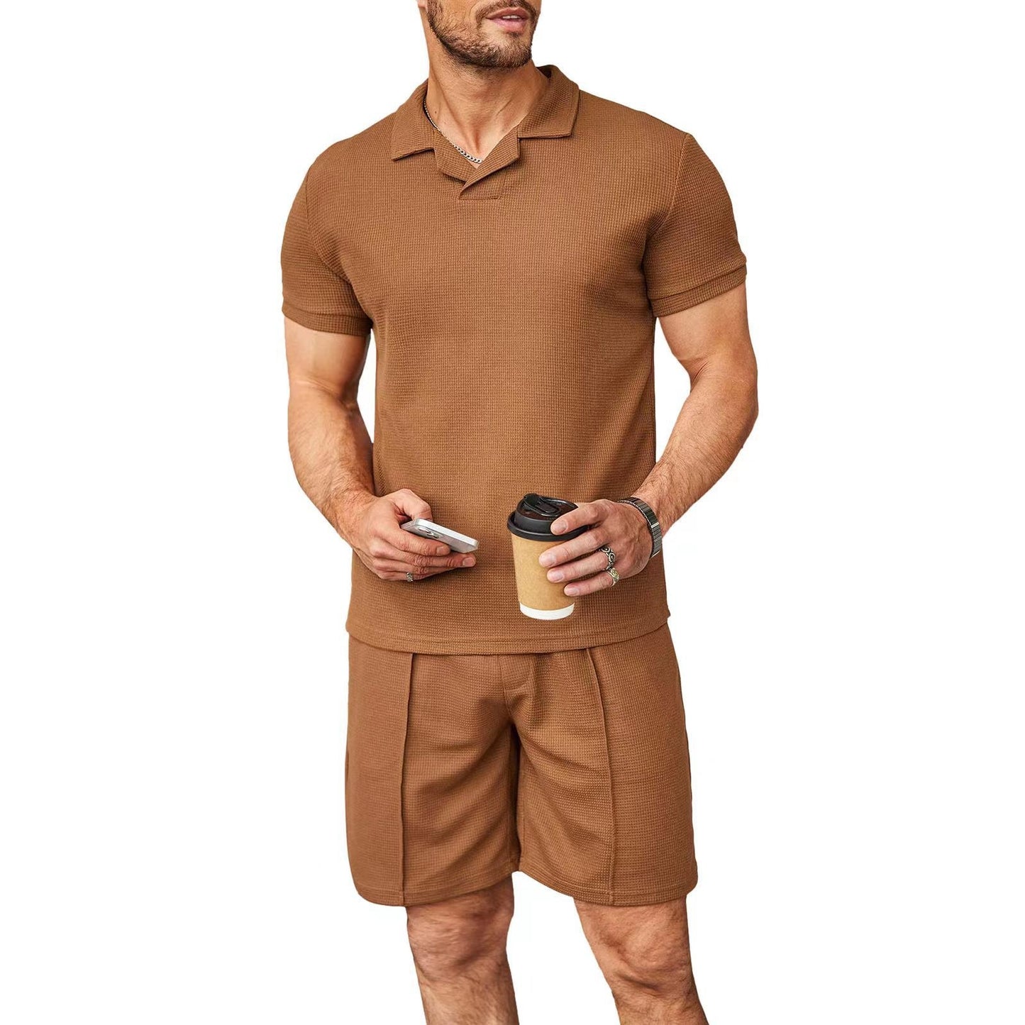 Waffle style casual sport men's suit