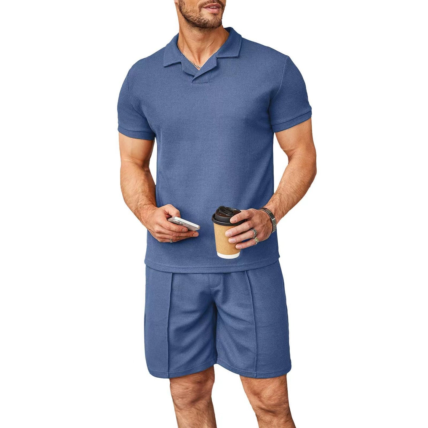 Waffle style casual sport men's suit