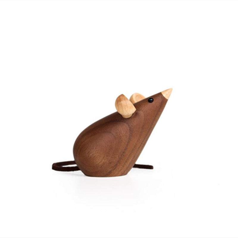 Nordic wooden cat and mouse figurine set minimalist home fashion decor