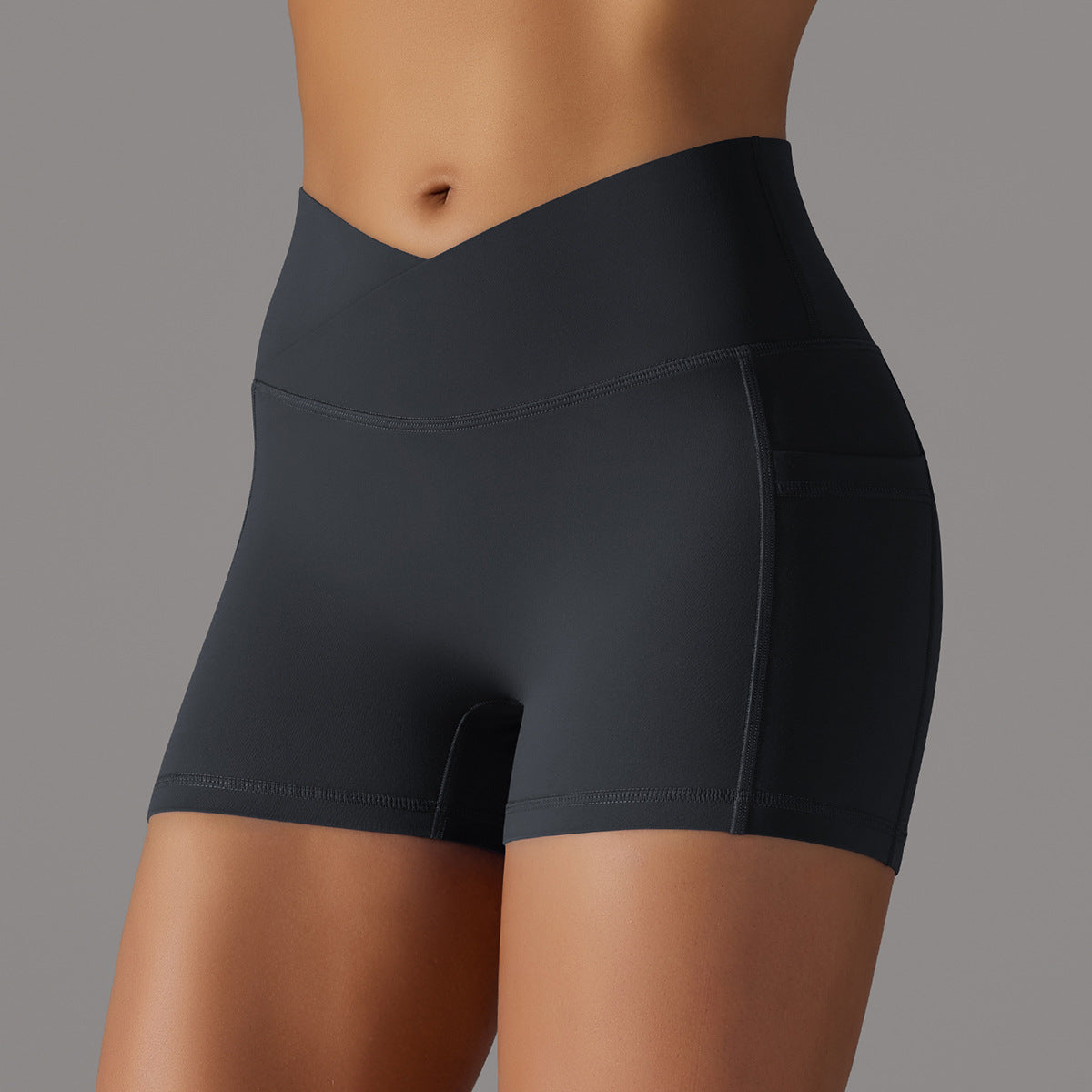Women's High Waist Yoga Shorts with Phone Pocket | Moisture-Wicking Fitness Pants