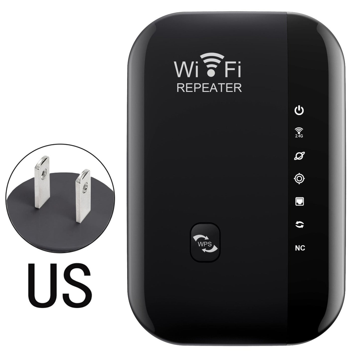 Black Wi-Fi repeater with WPS button