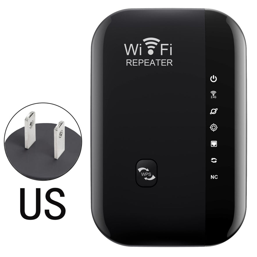 Black Wi-Fi repeater with WPS button