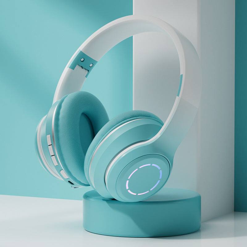 Foldable gradient Bluetooth headset with stereo sound and USB charging in multiple colors