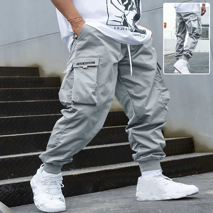 Men's Multi-Pocket Cargo Pants | Hip-Hop Drawstring Streetwear Jogger Trousers
