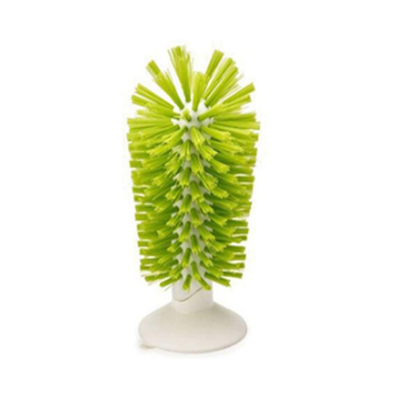 Kitchen rotating water cup brush with green vertical suction cup handle for washing cups