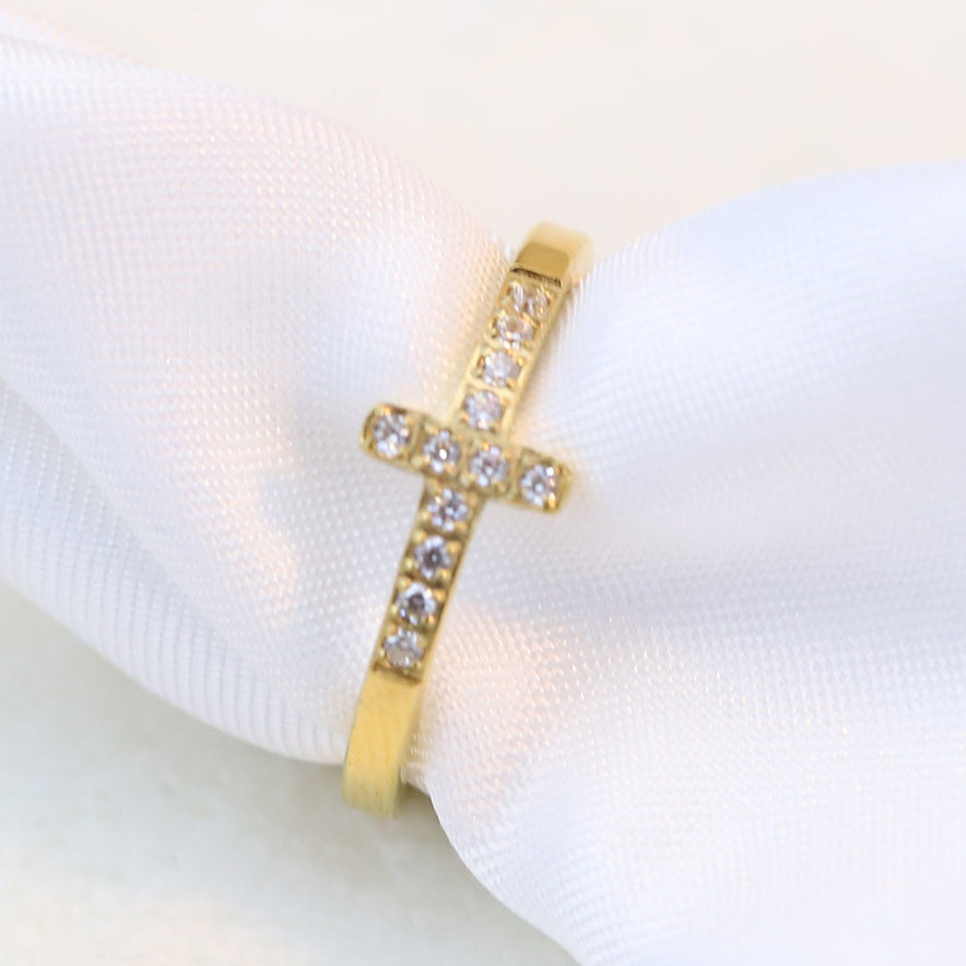 Diamond Steel Cross Ring