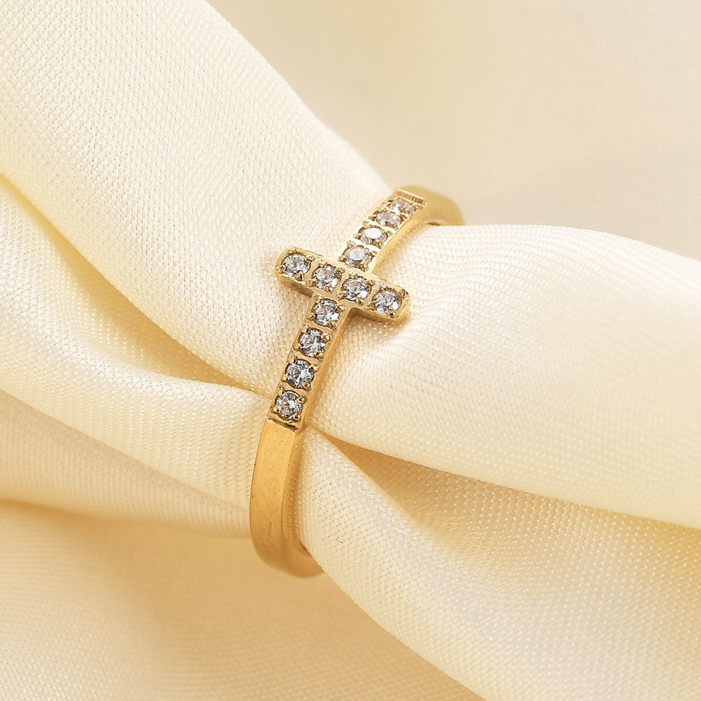 Diamond Steel Cross Ring