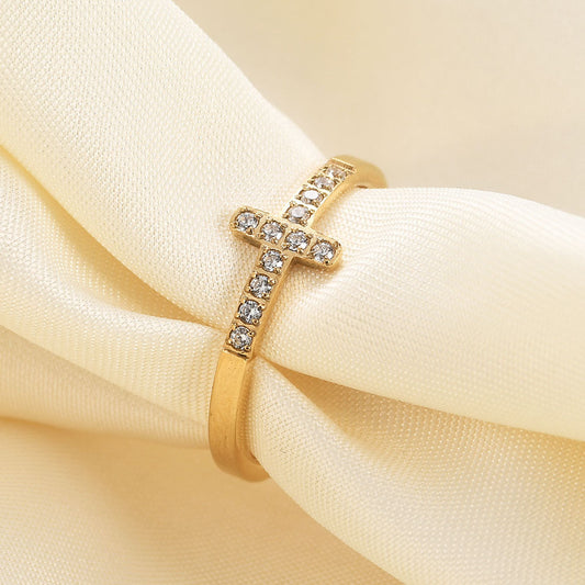 Diamond Steel Cross Ring
