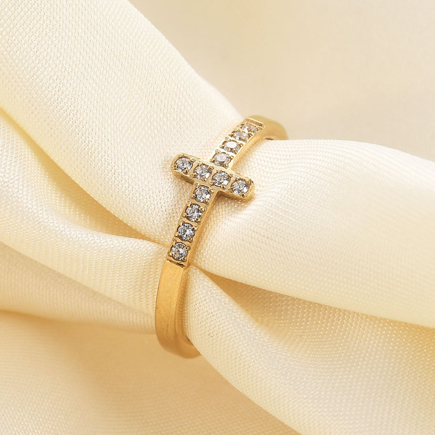 Diamond Steel Cross Ring