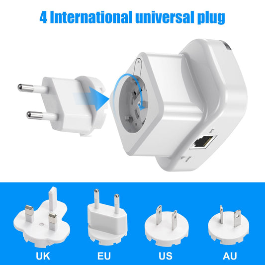 Connector with four universal plug