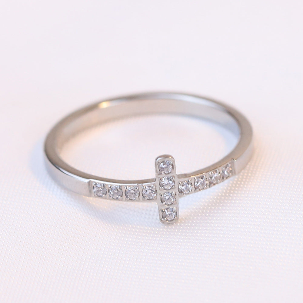 Diamond Steel Cross Ring