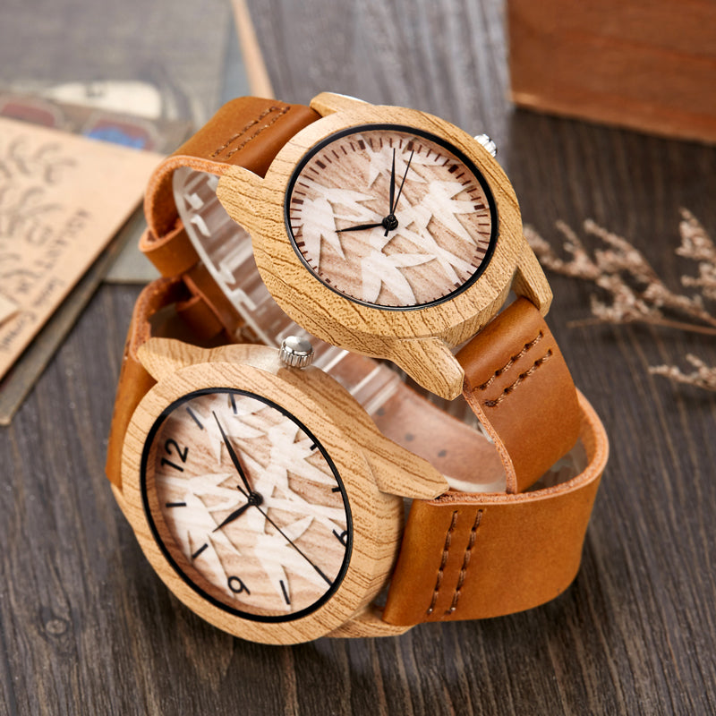 Imitation Wood Design Couple Watch