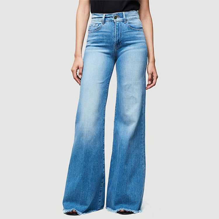 flared denim trousers