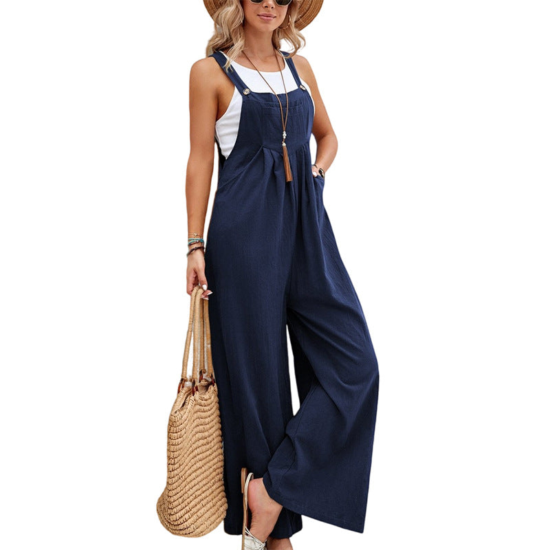 Women Long Bib Jumpsuits With Pockets