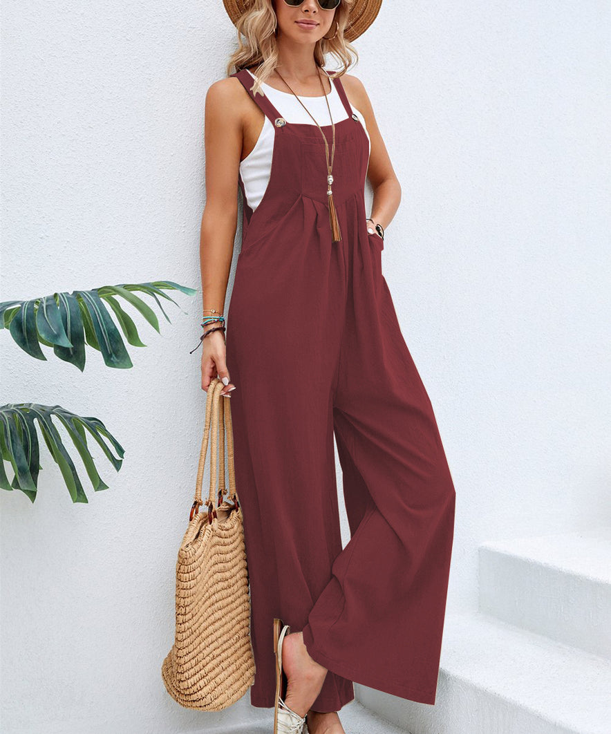 Women Long Bib Jumpsuits With Pockets