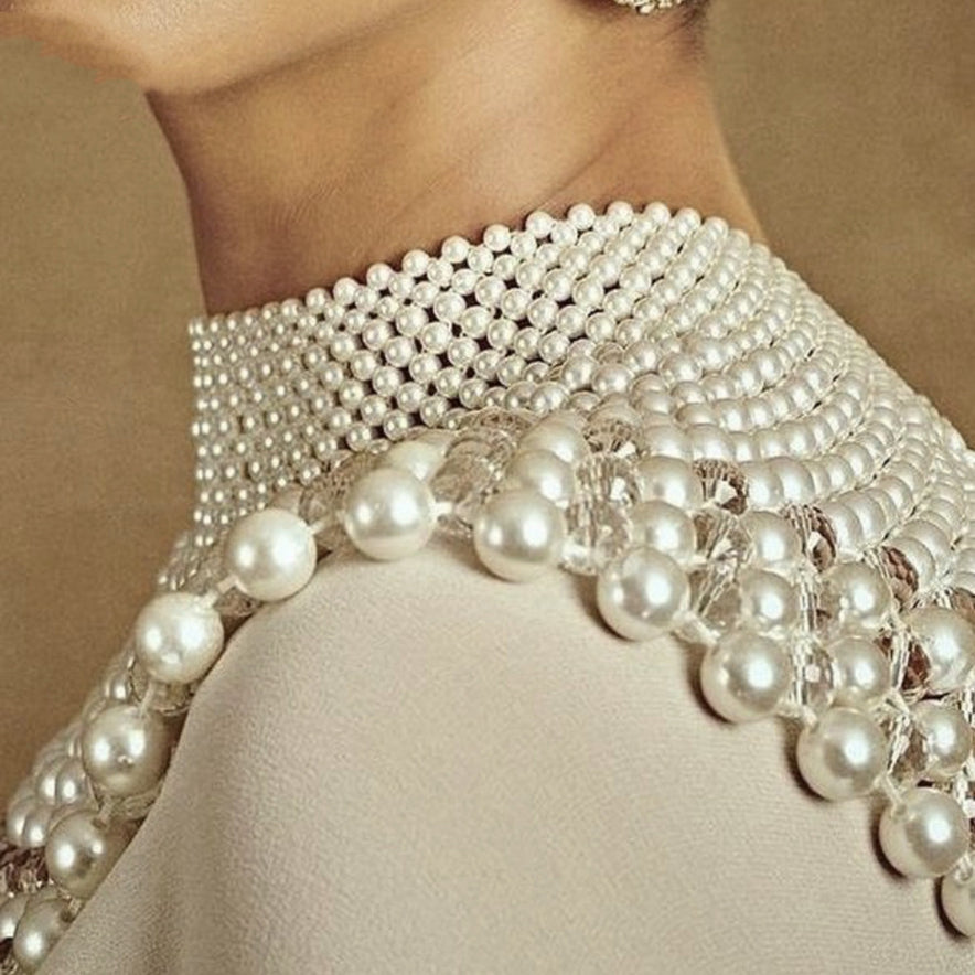 Handmade Pearl Necklace Shawl