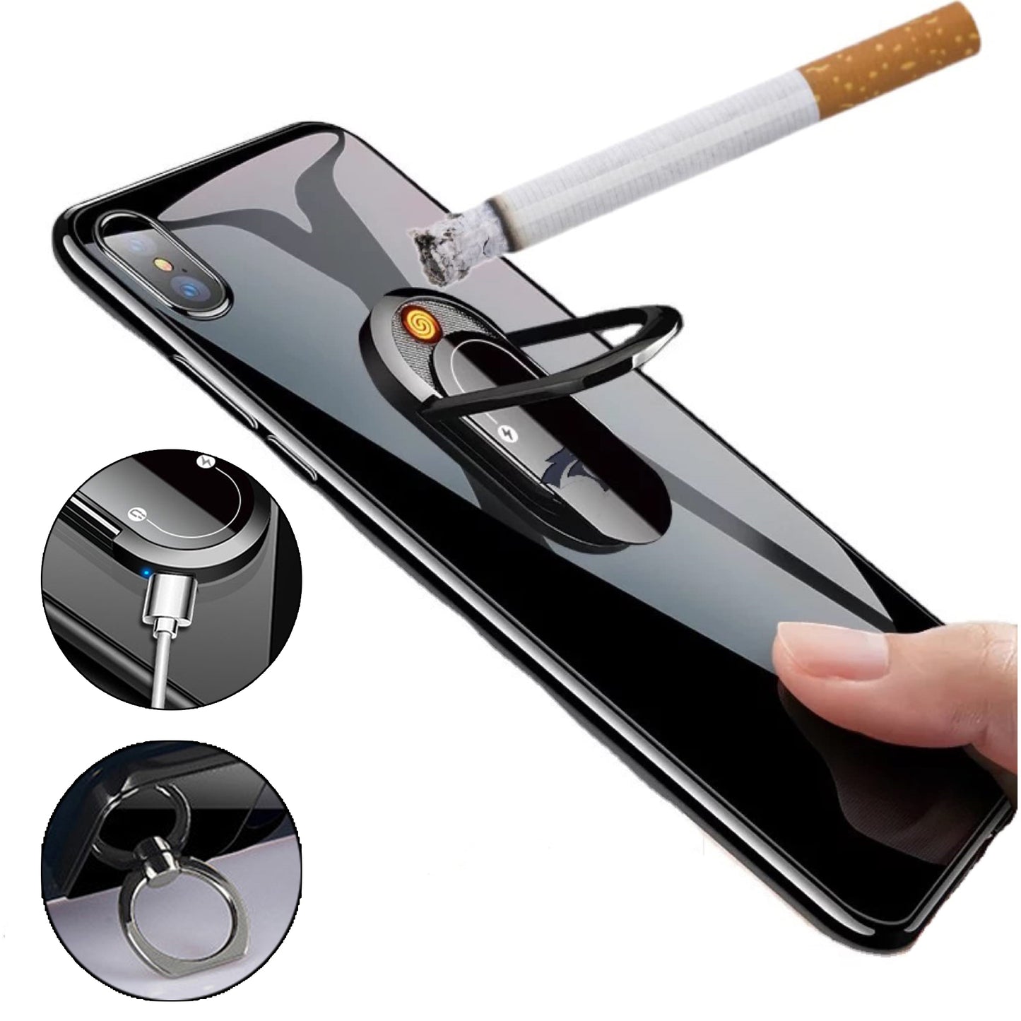3 In 1  USB Plasma Lighter Mobile Phone Holder