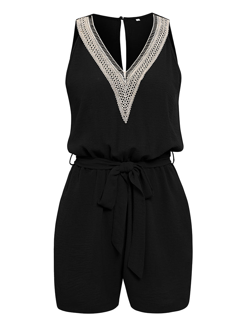 Lace V-neck Sleeveless Jumpsuit Tops