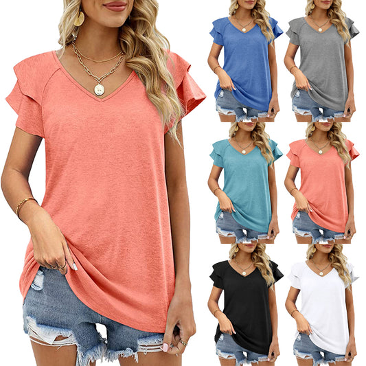 Ruffle Short Sleeve T Shirt