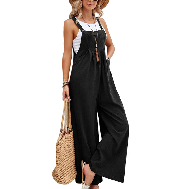 Women Long Bib Jumpsuits With Pockets