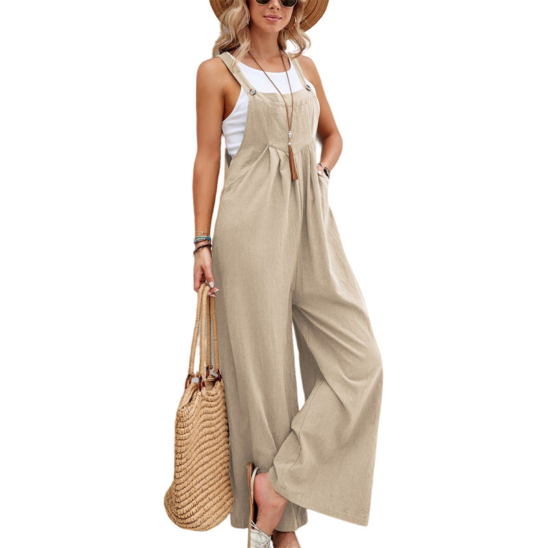 Women Long Bib Jumpsuits With Pockets