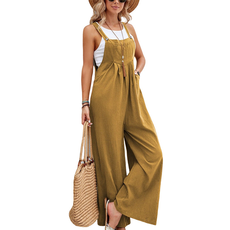 Women Long Bib Jumpsuits With Pockets
