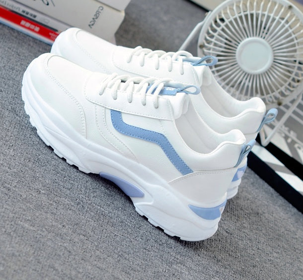 White Chunky Sneakers with Blue Accents – The Perfect Blend of Style & Everyday Comfort