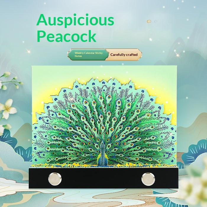 Auspicious Peacock 2026 Calendar 3D Memo Holder