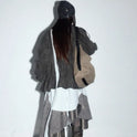 PU Leather Utility Jacket With Pockets Drawstring And A Lambswool Lining