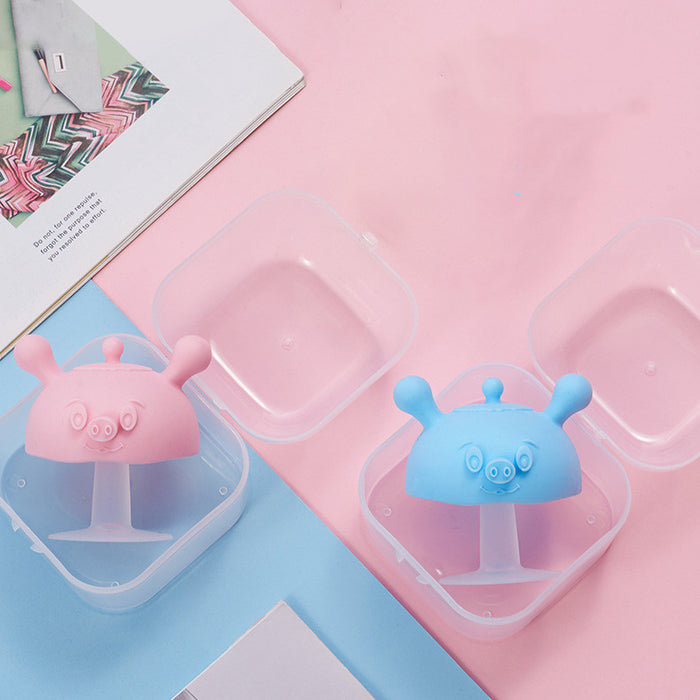 Liquid Silicone Baby Teether | Safe Soothing Chew Toy for 6+ Months — Pink, Blue & Nano Silver