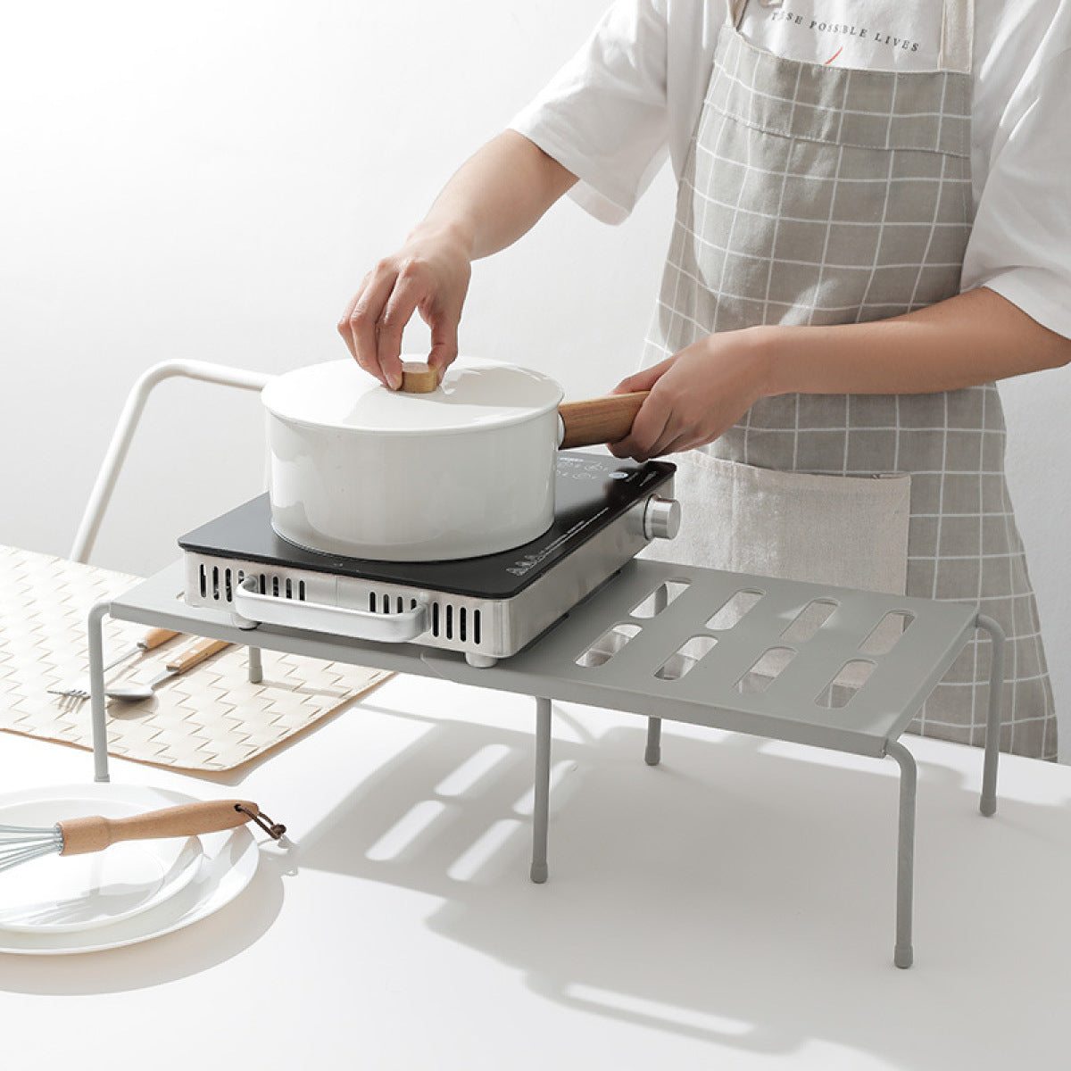 Telescopic Kitchen Storage Rack | Adjustable Floor-Standing Organizer — Japanese Style