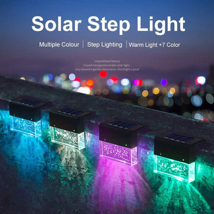 Crystal Amber Solar RGB Step Fence Light IP65 Warm & 7Colour