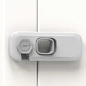 Home refrigerator lock installed on fridge door for child safety and cabinet protection