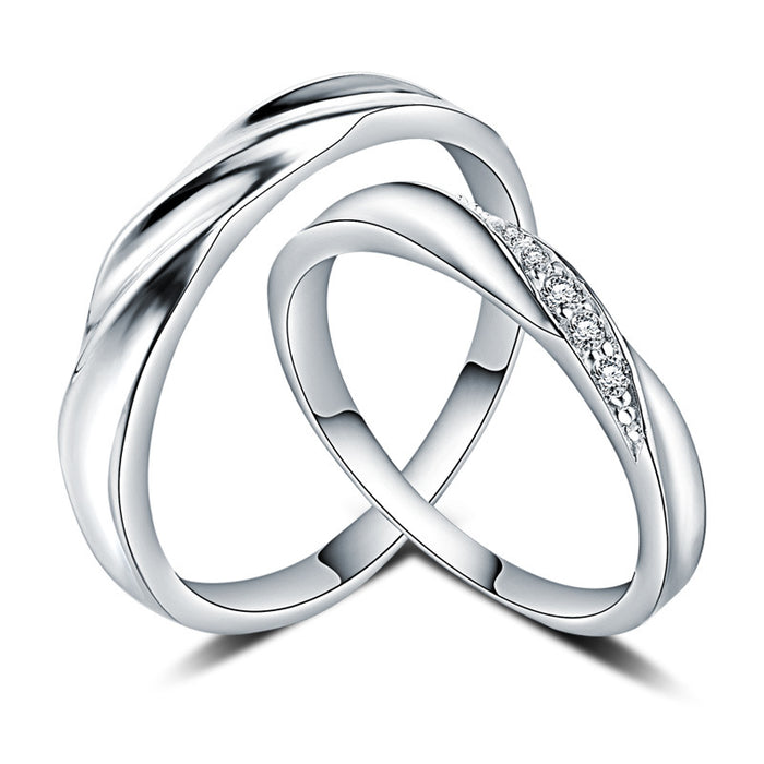 S925 Silver Zircon Ring Unisex Electroplated