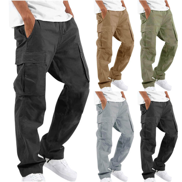 Fashion 2024 New Men's Workwear Casual Pants European And American Independent Station Foreign Trade Drawstring Multi-Pocket Long Pants
