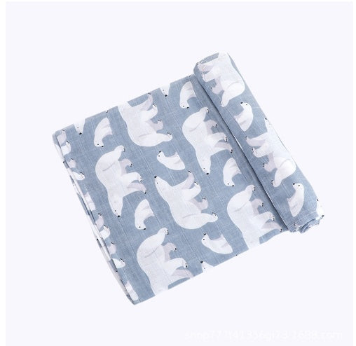 Newborn Cartoon Printed Pure Cotton Gauze Quilt | Breathable Baby Blanket 120×110cm — All Seasons