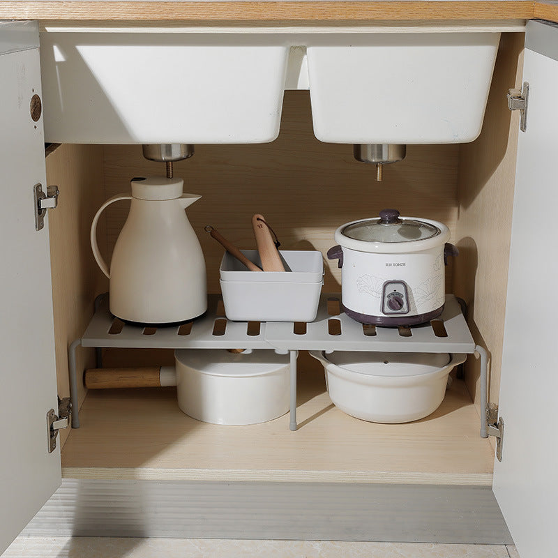 Telescopic Kitchen Storage Rack | Adjustable Floor-Standing Organizer — Japanese Style